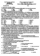 4 Đề thi khảo sát đầu năm môn Tiếng Anh Lớp 11 - Trường THPT Liễn Sơn (Có đáp án)
